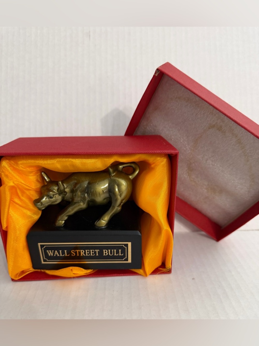 Wall Street Bull Miniature Replica Brass Color Figurine